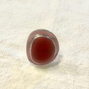 Sterling silver ring with red stone